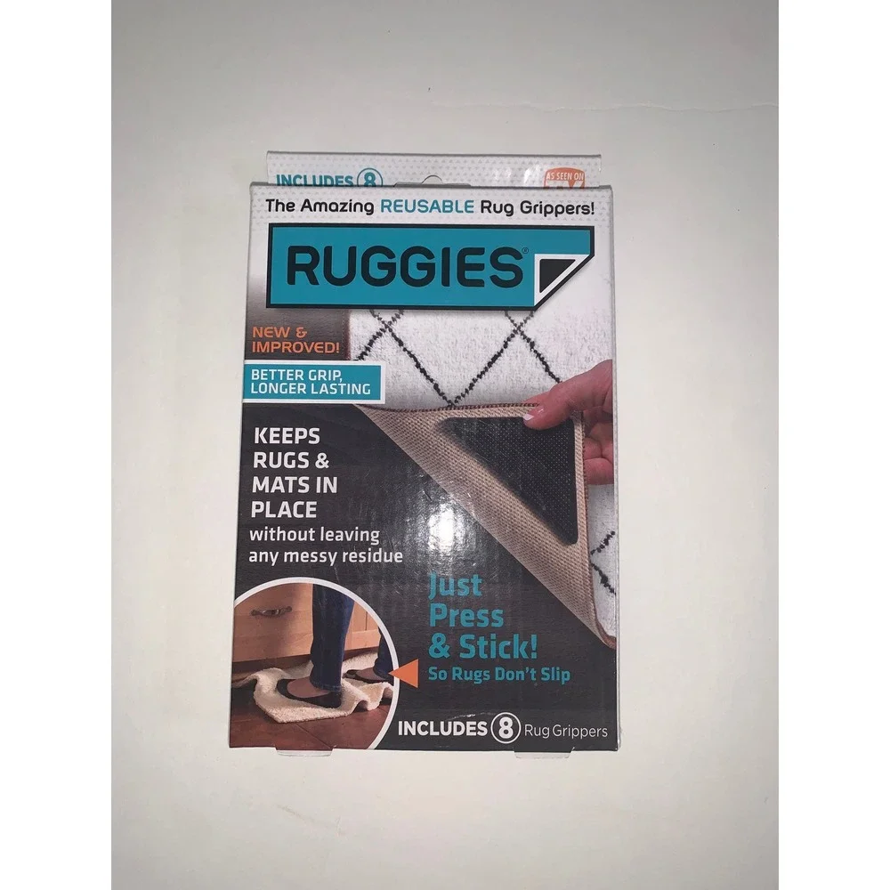 NWT‎ Ruggies Reusable Rug Grippers 8 Pack Non Slip Tacky Grip Polymer